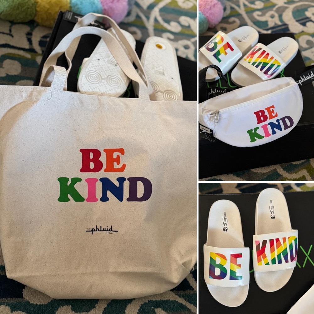 The Phluid Project,
'Be Kind' Bundle, belt bag, Tote and Slide Set - Multicolor